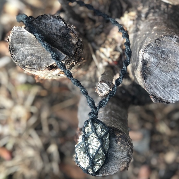 Pyrite Raw Macrame Necklace - Picture 7 of 7